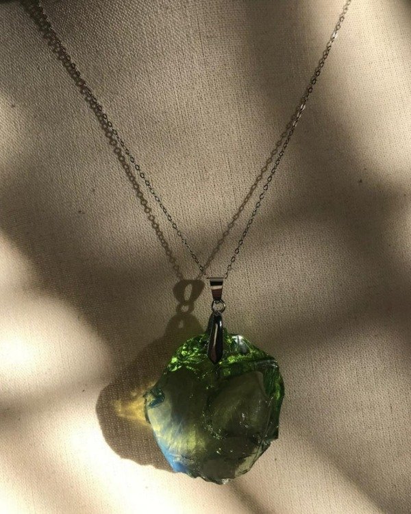 Producto - COLGANTE ANDARA EN BRUTO VERDE PLATA 925 - 2