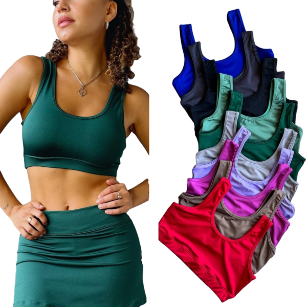 Producto - Pack X 3 Tops Deportivos Mujer Breteles Anchos Varios Colores Lycra Premium