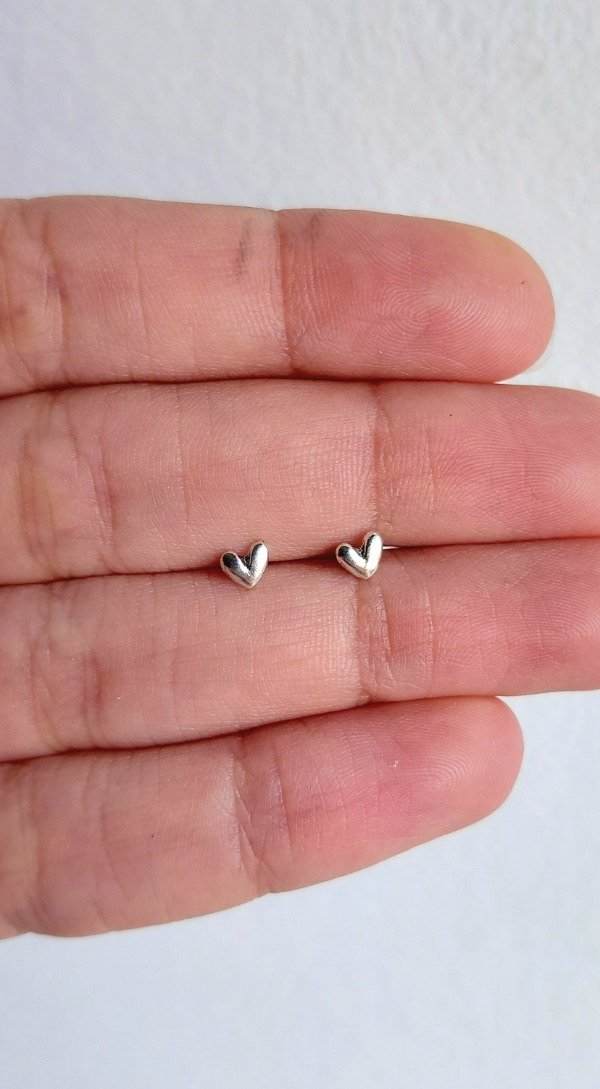 Producto - Aros de Plata Corazones 4mm Lisos (por par)