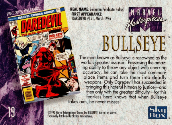 Producto - 1992 SkyBox Marvel Masterpieces #19 - Bullseye - 1