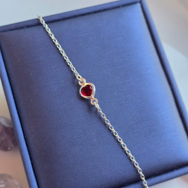 Producto - Pulsera italiana dije corazon cubic rojo