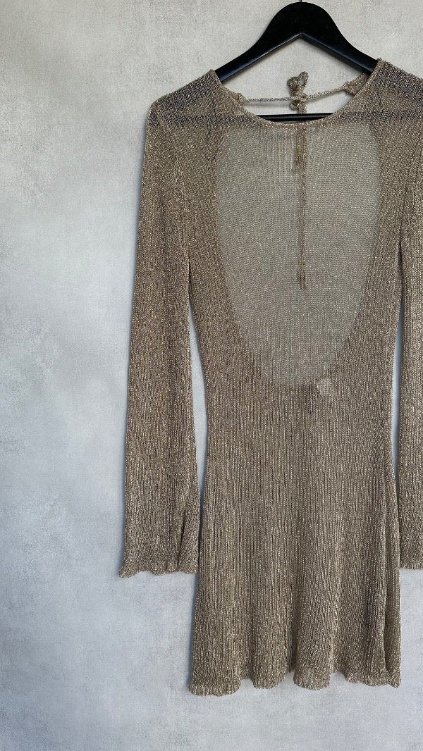 Producto - Vestido knitted dorado HM TM - 8