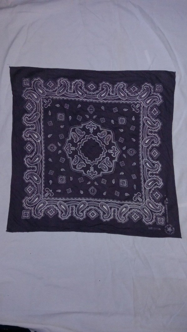 Producto - 70s Var Cotton RN14193 grey Paisley Rockabilly original Bandana handkerchief. - 0