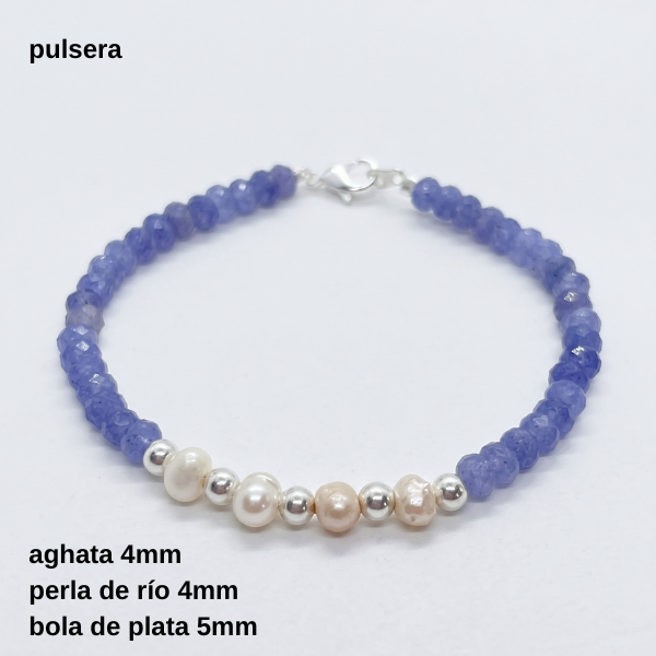 Producto - PUL #FP Pulsera aghata 4mm con perla de río 4mm (DÓLAR) - 5