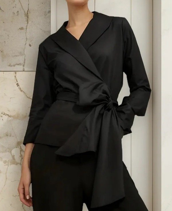 Producto - Blusa kimono cruzado de tafeta manga japonesa