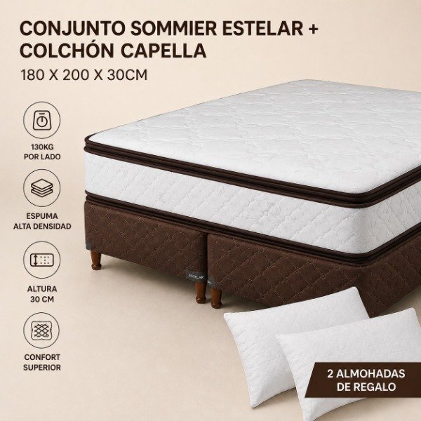 Producto - CONJUNTO SOMMIER ESTELAR + COLCHÓN CAPELLA 180x200x30
