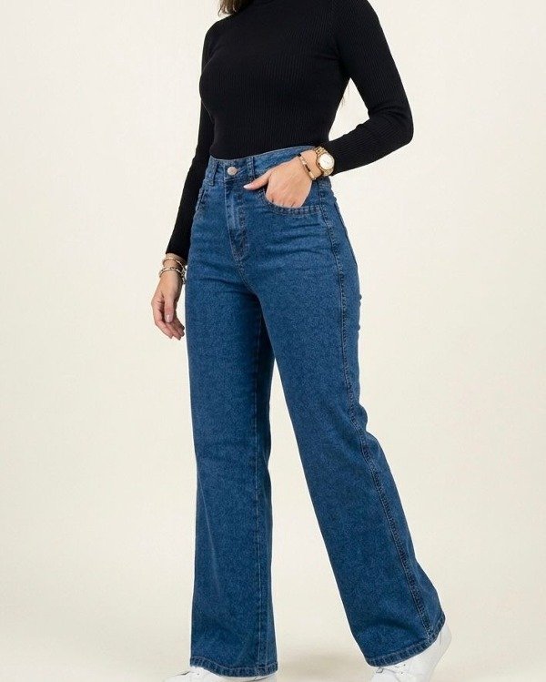 Producto - Wide leg elastizado azul localizado