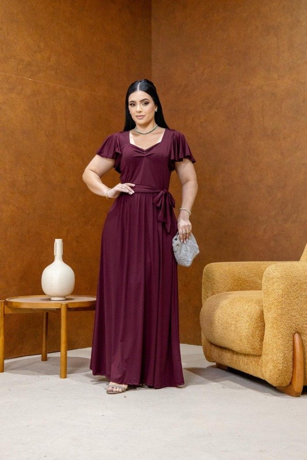 Producto - Vestido largo importado BORGOÑA (Art. 318) Talle Unico (M/L)