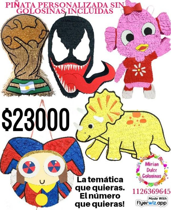 Producto - Piñata forma silueta aprox 60cm personalizada