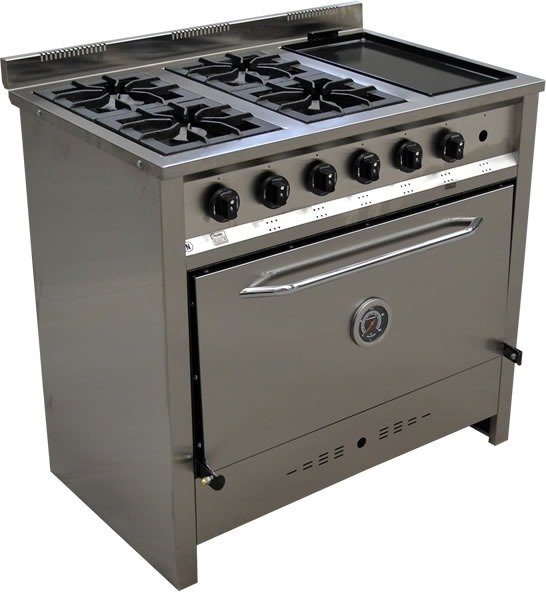 Cocina acero inoxidable 4 hornallas y plancha Gastroequip 90x60 - Casa Bezz  Mar