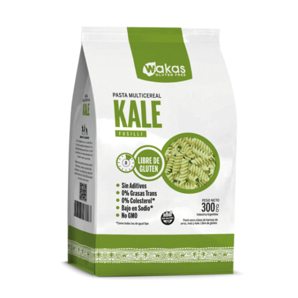 Producto - Pasta multicereal KALE, fusilli. "Wakas" x300grs.