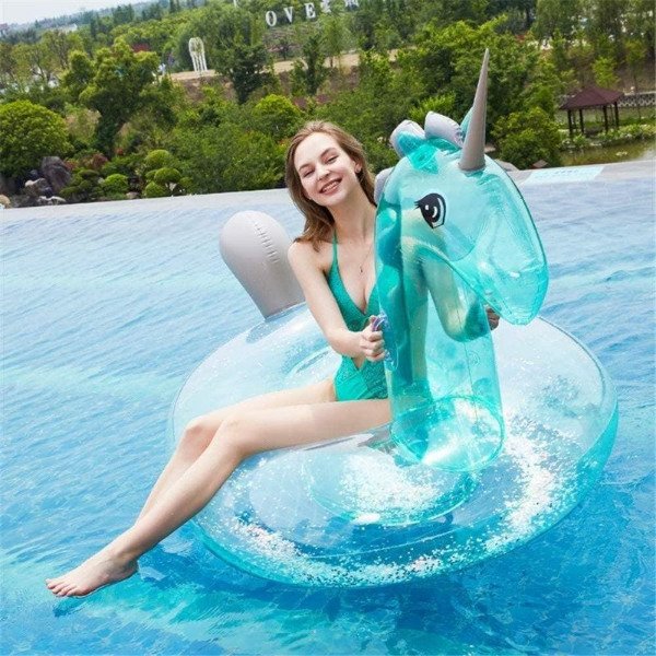 Producto - Inflable Unicornio Transparente Glitter 1.2m x 0.6m - 3