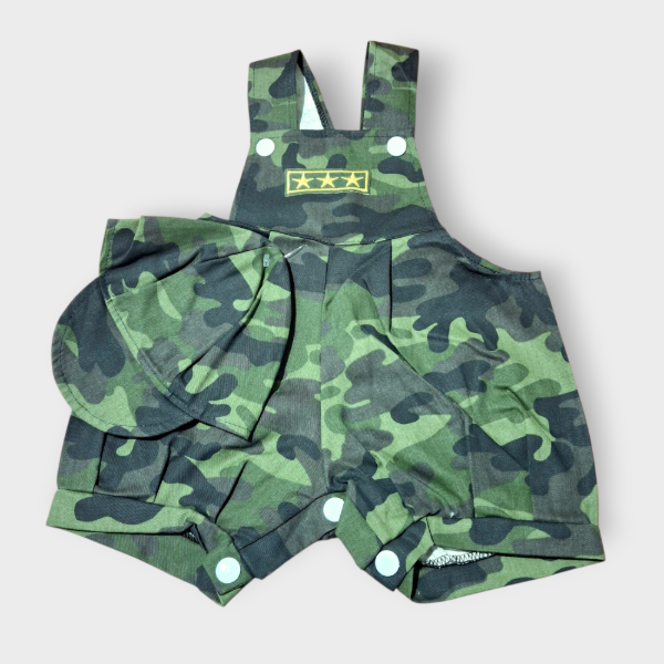 Producto - Jardinero Bebé de Gabardina Militar + Gorra T3