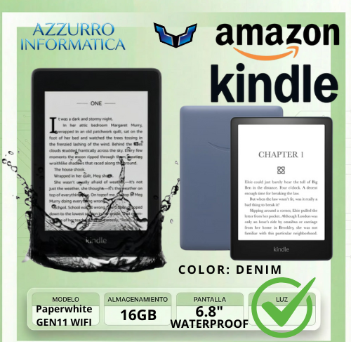 Producto - Amazon Kindle Paperwhite 16GB Wifi Gen11 Black 300ppi Mg WATERPROOF 6.8" DENIM