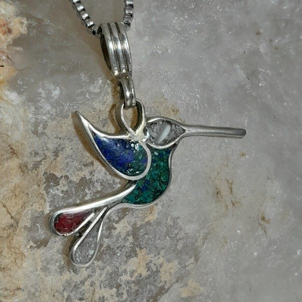 Producto - Dije de plata 925 reconstituido colibrí