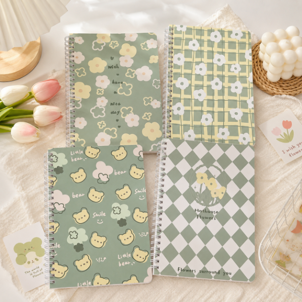 Producto - CUADERNO ESPIRAL FLORES VERDES