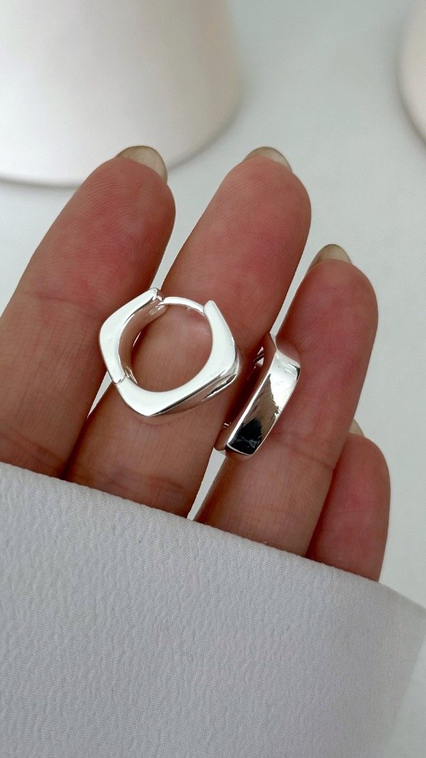 Producto - Argollas cinta lisa romb 1,7cm ACERO BLANCO