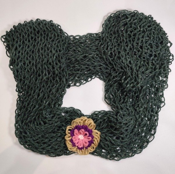 Producto - Bufanda tejida en red en color azul petróleo