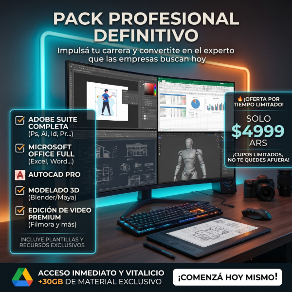Producto - N3: PACK +12 CURSOS DE PROGRAMAS INFORMATICOS (+30gb de VIDEOS + PDFs)!