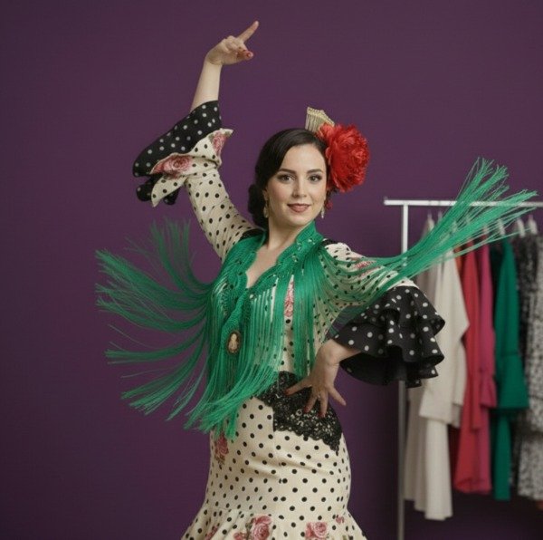 Producto - Tira De Flecos De Seda Para Escote Abanicos Verde esmeralda