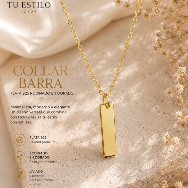 Producto - Collar Barra en Plata 925 Dorado - 1