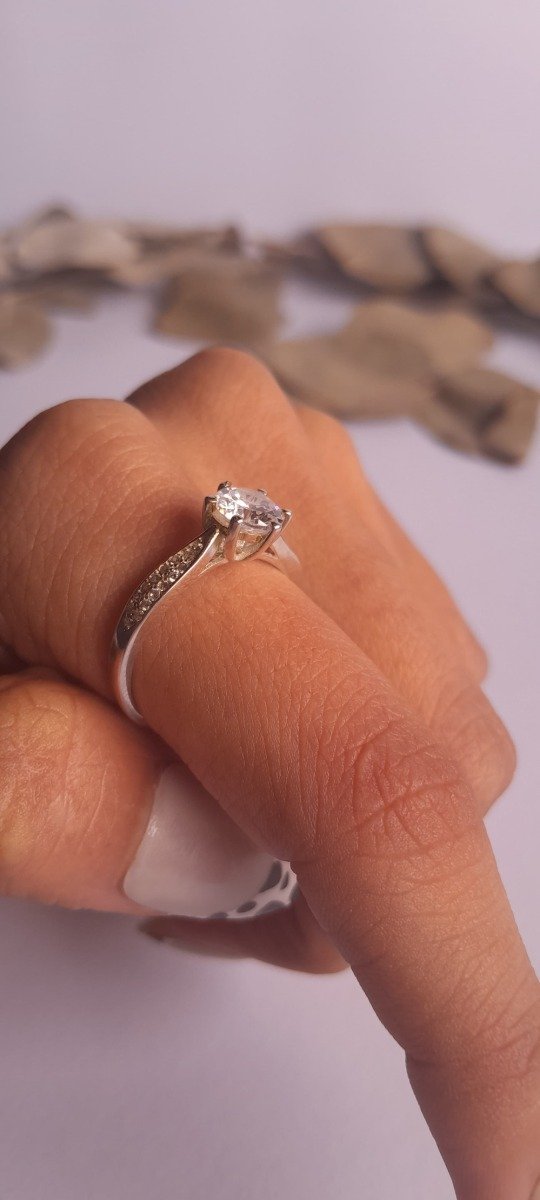 Producto - Anillo plata cintillo cubic microcubic hoja 6g