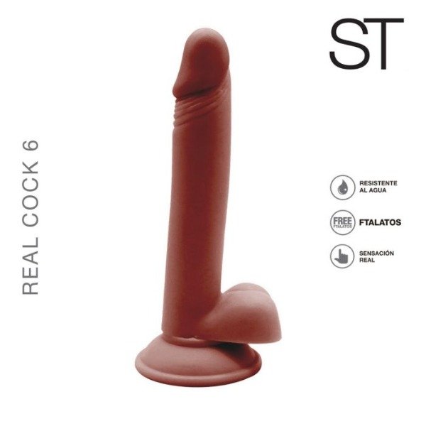 Producto - Consolador con ventosa Real Cock 6 Marrón