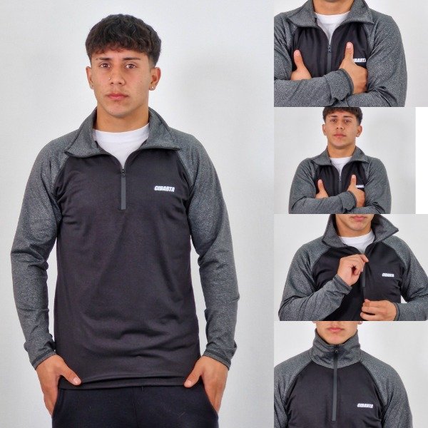 Producto - Camiseta segunda Piel Mod combinada Negro Con Manga Gris