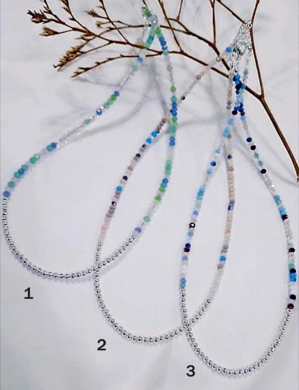 Producto - Choker cristal multicolor y bolitas de acero en el centro - 0