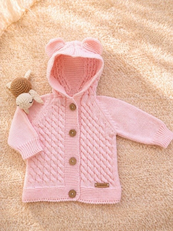 Producto - CAMPERA OREJITAS ROSA BEBE