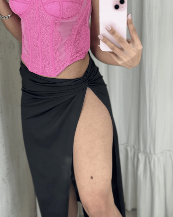 Producto - Pollera Larga Lycra Nudo al Costado