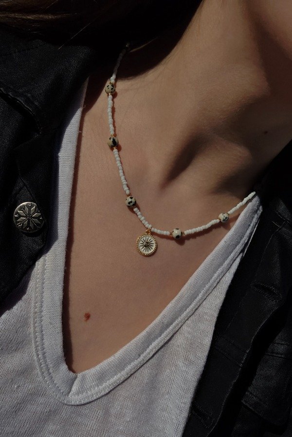 Producto - Collar Jaspe Dalmata y White Beads - 2