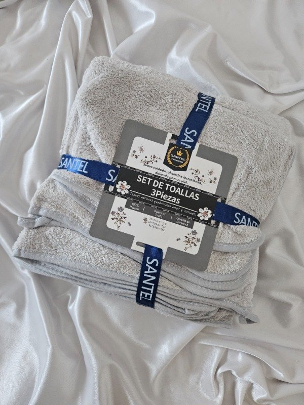 Producto - SET DE 3 TOALLONES SECADO RAPIDO PREMIUM SANTEL GRIS
