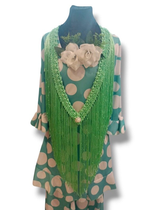 Producto - TIRA DE FLECOS VERDE AGUA 100 CM