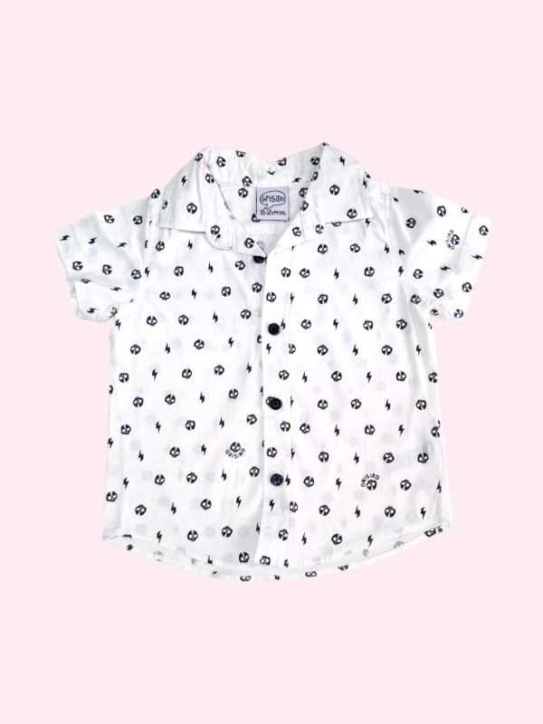 Producto - Camisa manga corta blanca con caritas Grisino 18/24 meses