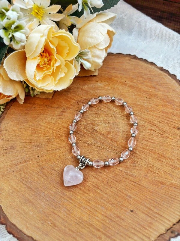 Producto - pulsera corazon cuarzo rosa