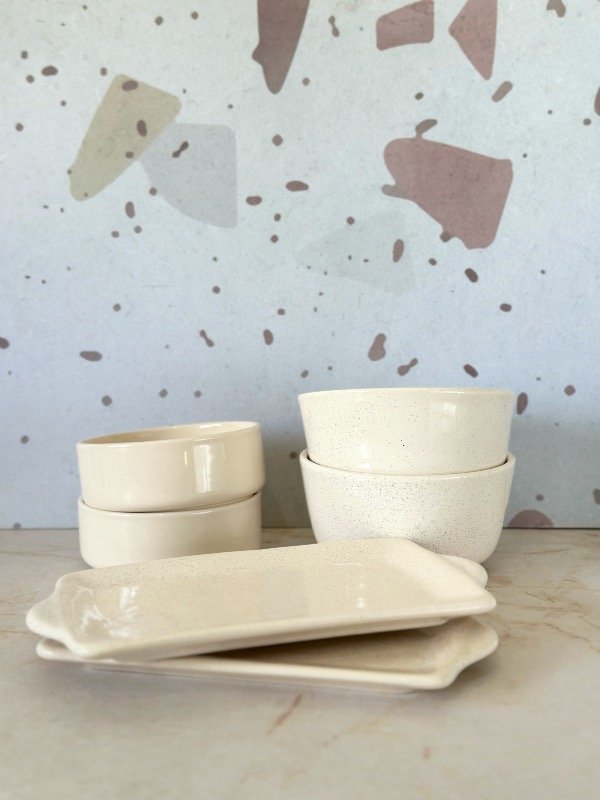 Producto - Set Share - "2 Band. Rect. Jasp. + 2 Caz. Rect. Beige + 2 Bowl Recto Jasp."