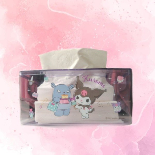 Producto - Porta Pañuelos Kuromi + Pañuelos Hello Kitty y Repuesto