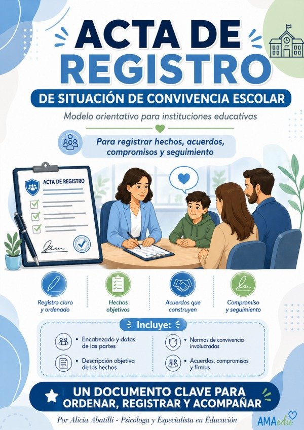 Producto - ACTA DE REGISTRO DE SITUACIÓN DE CONVIVENCIA ESCOLAR (Material Gratuito)