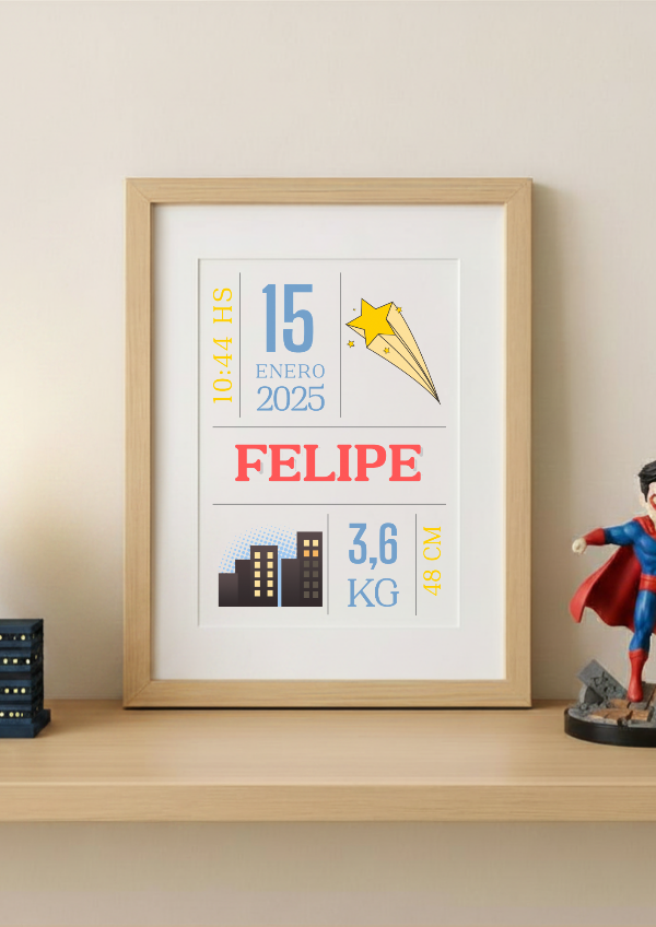 Producto - Certificado de nacimiento Superhéroe