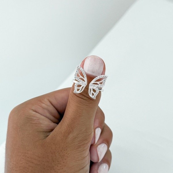 Producto - Anillo mariposa max (acero blanco)