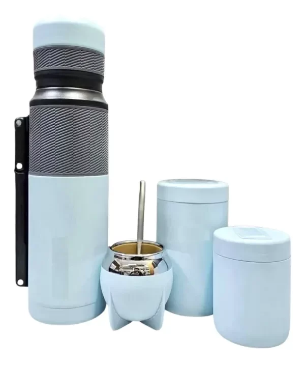 Producto - Set Matero Termo 1.200ml De Acero Inoxidable 5 Piezas