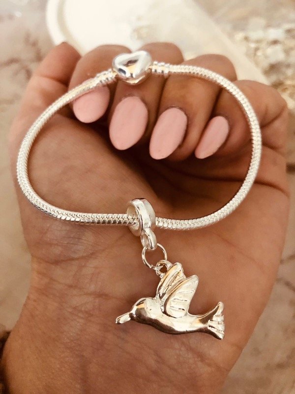 Producto - Dije Colibrí Pandora Acero Blanco