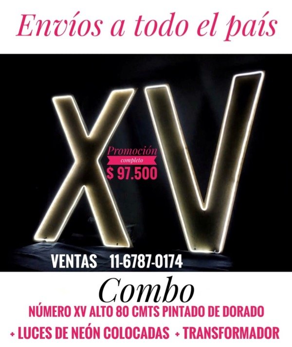 Producto - Número XV luz neón