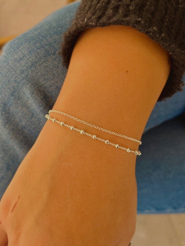 Producto - Pulsera doble combinada con cadena bolitas y rolo