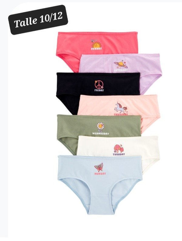Producto - Pack de 7 bombachas carters talle 10/12 días de la semana
