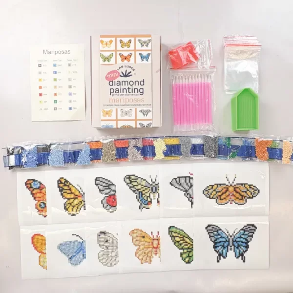 Producto - Kit Mini Diamond Painting Mariposas - x12 Canvas 12x17cm - 2