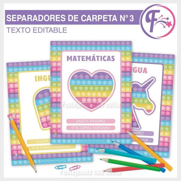 Producto - Pop It Kit Escolar Separadores Imprimibles