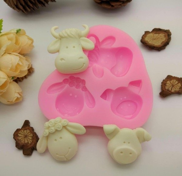 Producto - MOLDE SILICONA x3 ANIMALES DE GRANJA - 1