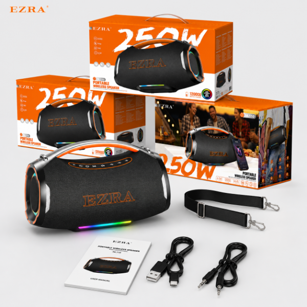 Producto - Parlante Bluetooth 5.4 Inalambrico Ezra 250w Sonido Max Bass Luces RGB NL110. - 0
